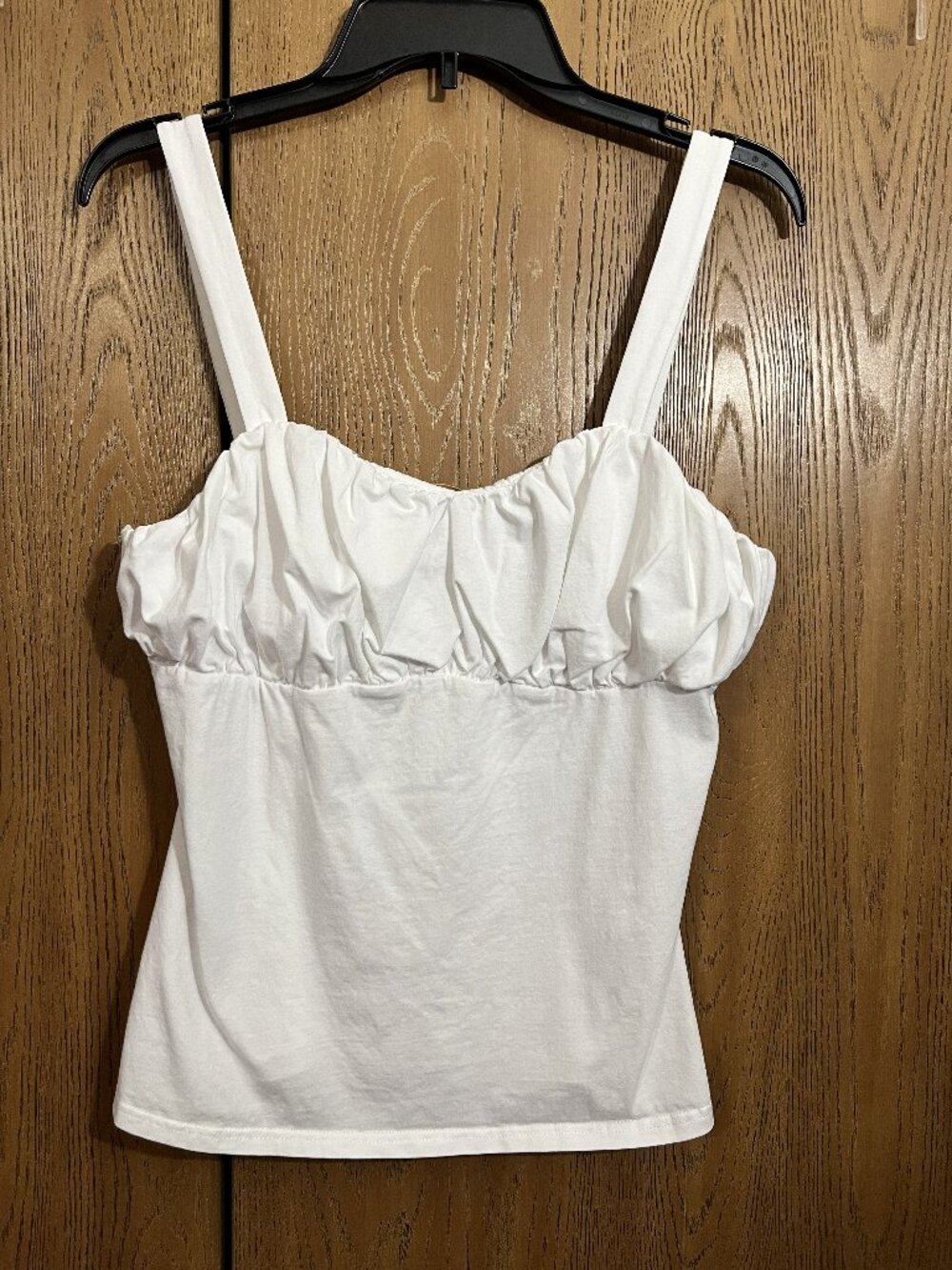 Belle Poque White Ruched Bust Stretch Cotton Camisole Top XL